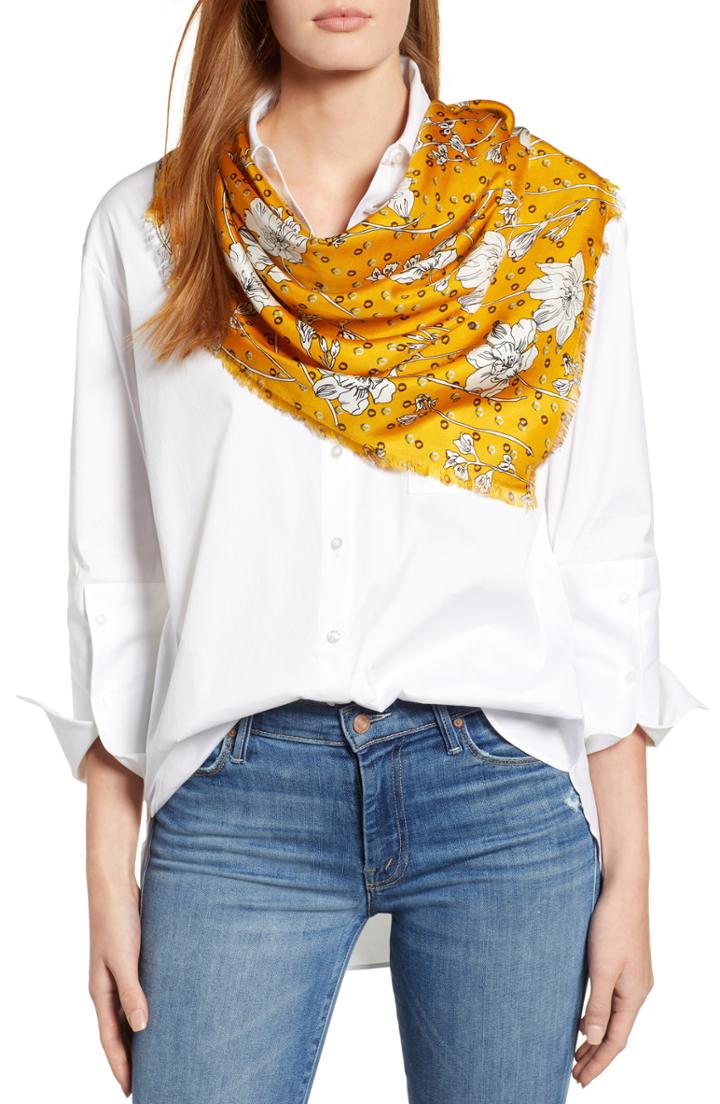 Women's Halogen Floral Print Silk Twill Scarf