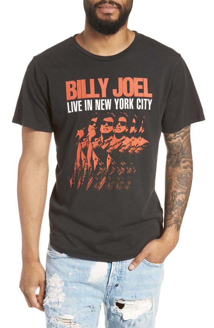 Men's Barking Irons Billy Joel Live In Nyc Crewneck T-shirt, Size - Black