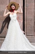 Women's Watters Caerwyn Silk Lace & Dotted Tulle Strapless Ballgown, Size In Store Only - Ivory
