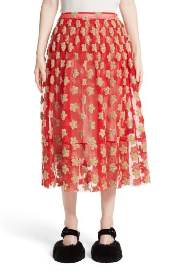 Women's Simone Rocha Star Embroidered Tulle Skirt Us / 8 Uk - Red