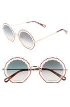 Women's Chloe Tally 56mm Scalloped Sunglasses - Havana/ Rose/ Gradient Green