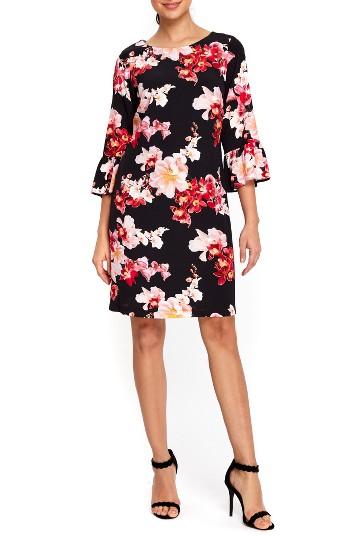 Women's Wallis Orchid Blossom Bell Sleeve Dress Us / 10 Uk - Black