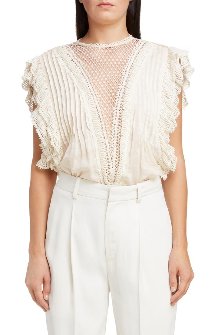 Women's Isabel Marant Crochet Ruffle Top Us / 34 Fr - Ivory