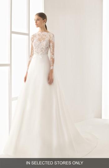 Women's Rosa Clara Nilo Lace Long Sleeve A-line Gown, Size - Ivory