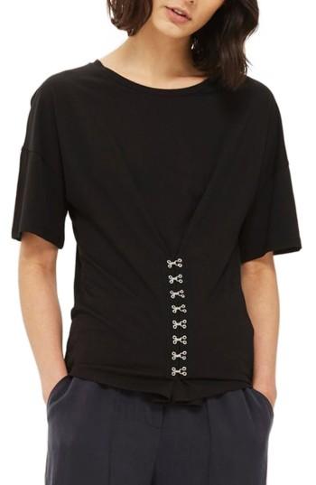 Women's Topshop Hook Front Tee Us (fits Like 0-2) - Black