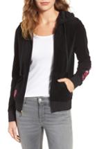 Women's Juicy Couture Floral Enchantment Robertson Velour Hoodie - Black