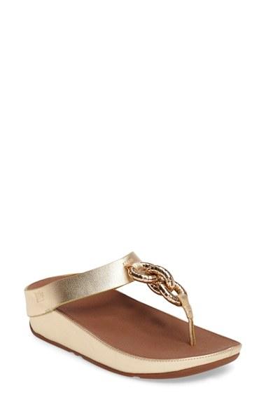 Women's Fitflop(tm) Superchain Platform Thong Sandal M - Metallic