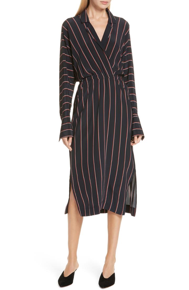 Women's A.l.c. Nico Stripe Silk Shirtdress - Blue