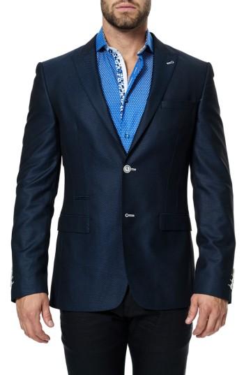 Men's Maceoo Elegance Blue Dot Sport Coat (l) - Black