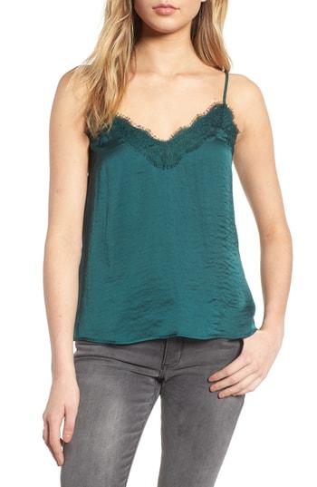 Women's Bp. Lace Trim Satin Camisole - Green