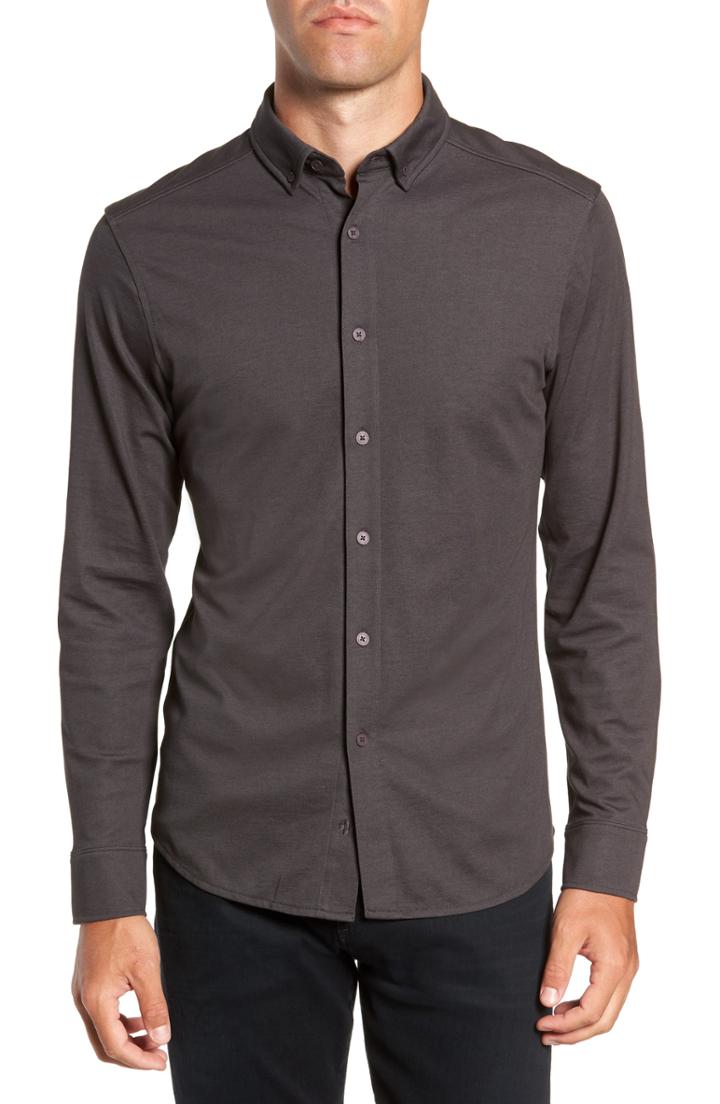 Men's Vince Camuto Slim Fit Button Down Collar Sport Shirt, Size - Metallic