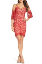 Women's Adelyn Rae Krista Cold Shoulder Lace Sheath Dress - Red