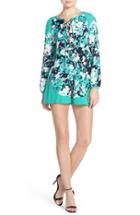 Women's Fraiche By J Floral Print Tie Neck Romper