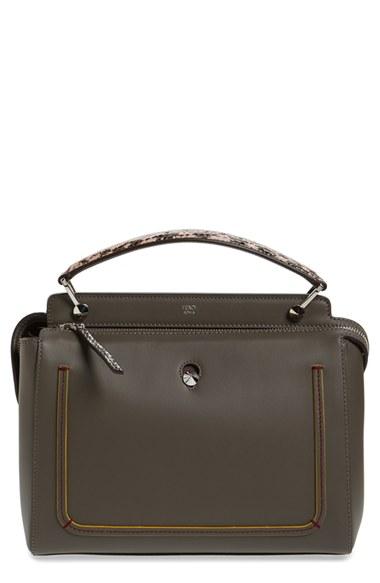 Fendi 'dotcom' Leather & Genuine Snakeskin Satchel -