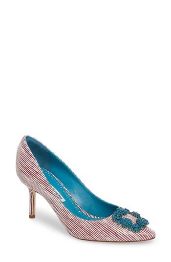 Women's Manolo Blahnik Hangisi Jewel Buckle Pump Us / 35eu - Pink