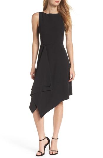 Women's Vince Camuto Laguna Crepe Asymmetric Hem Dress - Black
