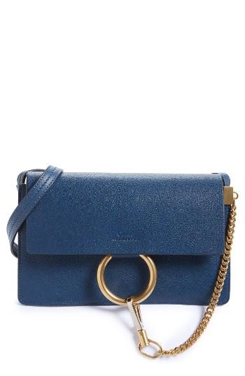 Chloe Small Faye Goatskin Leather Crossbody Bag - Blue