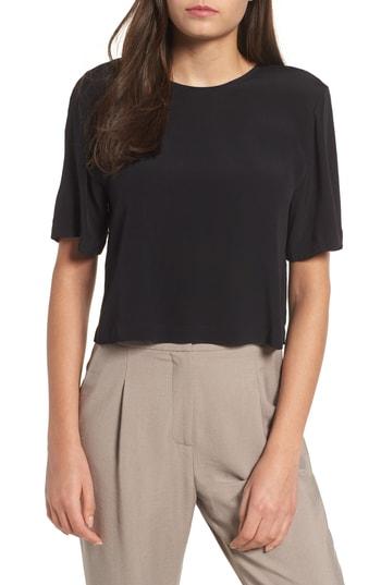 Women's Leith Crewneck Crop Top, Size - Black