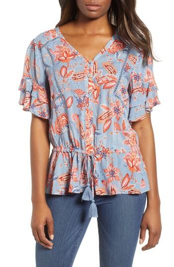 Women's Wit & Wisdom Double Flounce Floral Top - Green