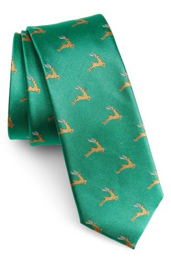 Men's The Tie Bar Reindeer Ranch Silk Skinny Tie, Size - Green