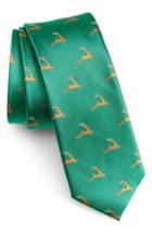 Men's The Tie Bar Reindeer Ranch Silk Skinny Tie, Size - Green