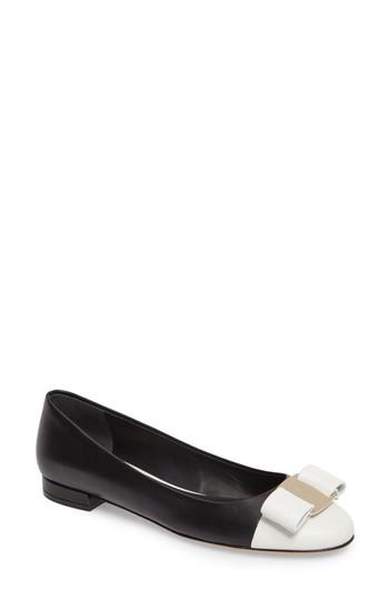 Women's Salvatore Ferragamo Varina Bow Flat .5 B - Black