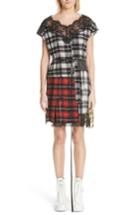 Women's Marc Jacobs Lace Trim Plaid Silk Dress - White