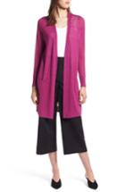 Petite Women's Halogen Long Linen Blend Cardigan, Size P - Purple