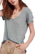 Women's We The Free By Free People Saturday Lace Trim Linen Blend Tee - Green