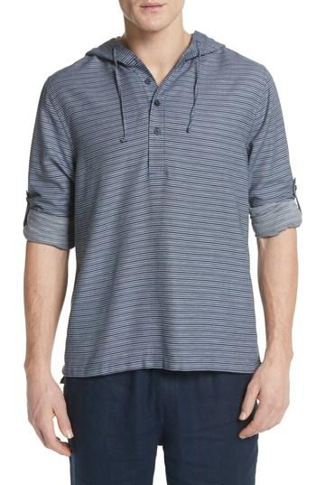 Men's Onia Kai Havana Stripe Pullover Hooded T-shirt - Blue