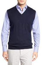 Men's Peter Millar Merino Wool V-neck Vest - Blue