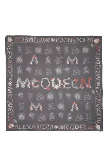 Women's Alexander Mcqueen Cabinets Silk Chiffon Scarf, Size - Black