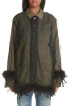 Women's Tu Es Mon Tresor Military Jacket With Removable Tulle & Feather Overlay Us / 40 Fr - Beige