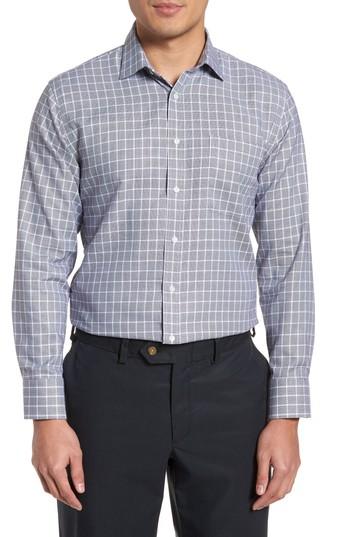 Men's Nordstrom Men's Shop Trim Fit Non-iron Check Dress Shirt .5 32/33 - Black