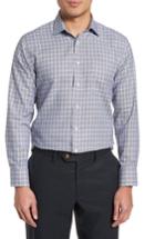Men's Nordstrom Men's Shop Trim Fit Non-iron Check Dress Shirt .5 32/33 - Black