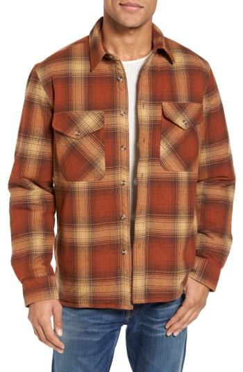 Men's Schott Nyc Plaid Shirt Jacket, Size - Brown