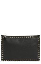 Valentino Large Rockstud Flat Leather Zip Pouch -