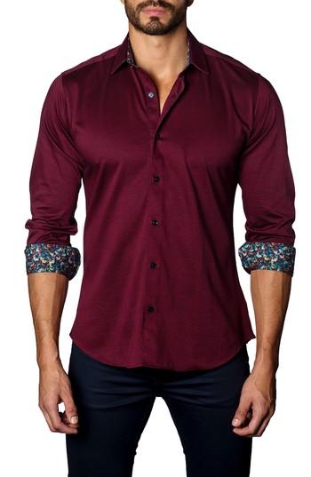 Men's Jared Lang Trim Fit Jewel Tone Sport Shirt, Size - Red