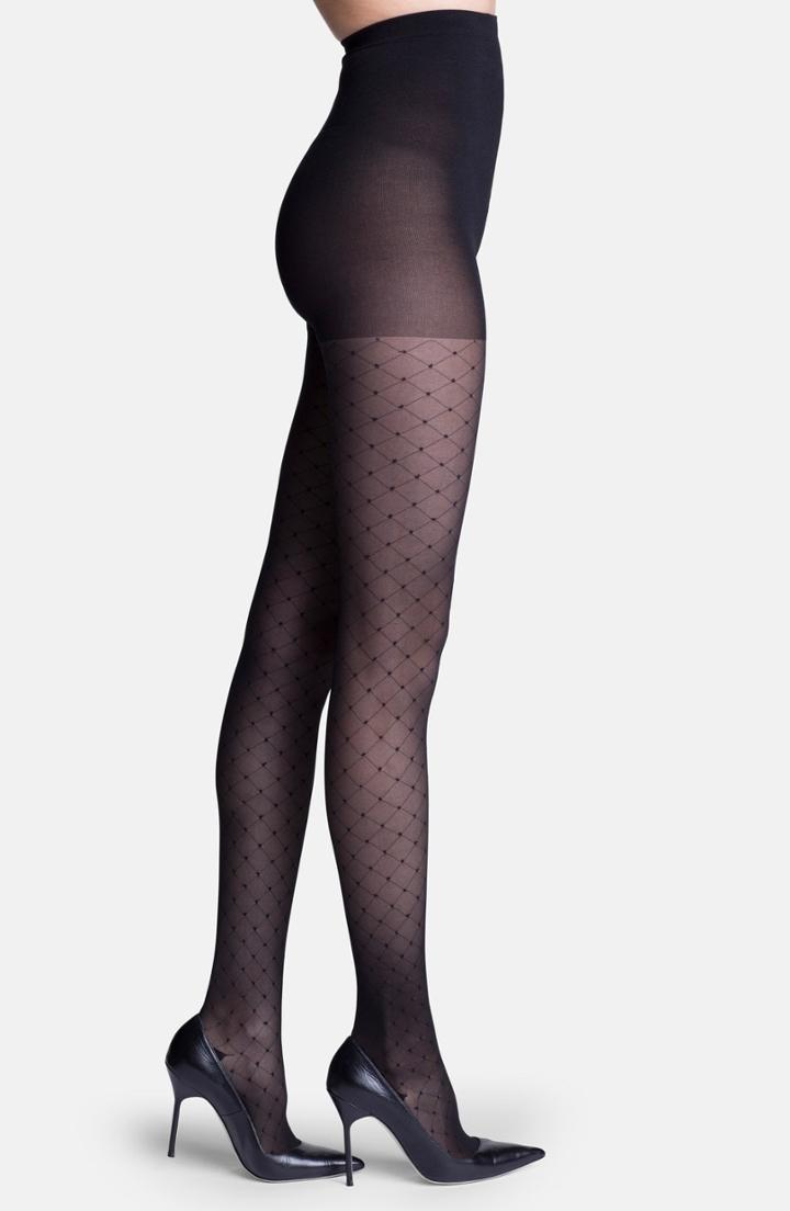 Women's Insignia By Sigvaris 'starlet' Diamond Pattern Compression Pantyhose, Size D - Black