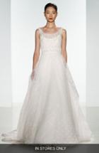 Women's Christos Bridal 'claire' Beaded Chantilly Lace & Floral Tulle Ballgown, Size - Ivory