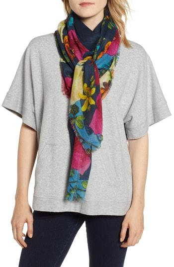 Women's Echo Moonlit Garden Wool Square Scarf, Size - Blue/green