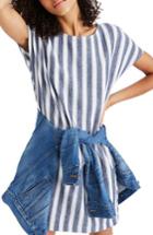 Women's Madewell Stripe Play Button Back Dress - Blue