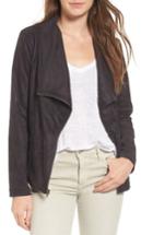 Women's Cupcakes And Cashmere Finleigh Faux Suede Moto Jacket - Grey
