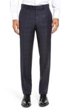 Men's Ted Baker London Jefferson Flat Front Check Wool Trousers R - Blue
