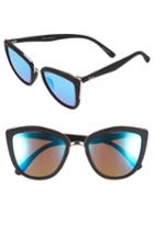 Women's Quay Australia 'my Girl' 50mm Cat Eye Sunglasses - Black/ Blue Mirror