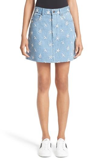 Women's Marc Jacobs Broderie Anglaise Denim Miniskirt - Blue