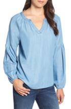 Women's Billy T Chambray Peasant Top - Blue