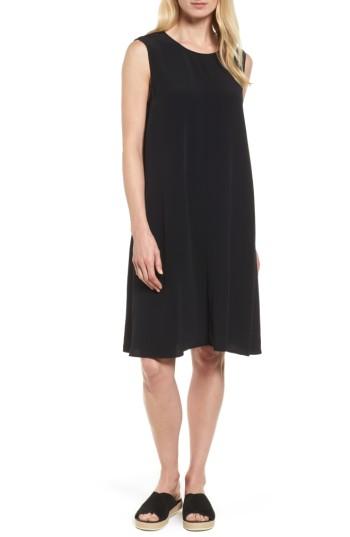 Women's Eileen Fisher Tencel Blend A-line Shift Dress, Size - Black