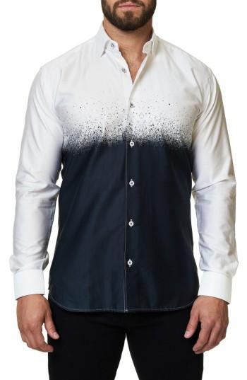 Men's Maceoo Trim Fit Ombre Sport Shirt (s) - Black