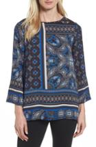 Women's Chaus Bell Sleeve Border Print Blouse - Black